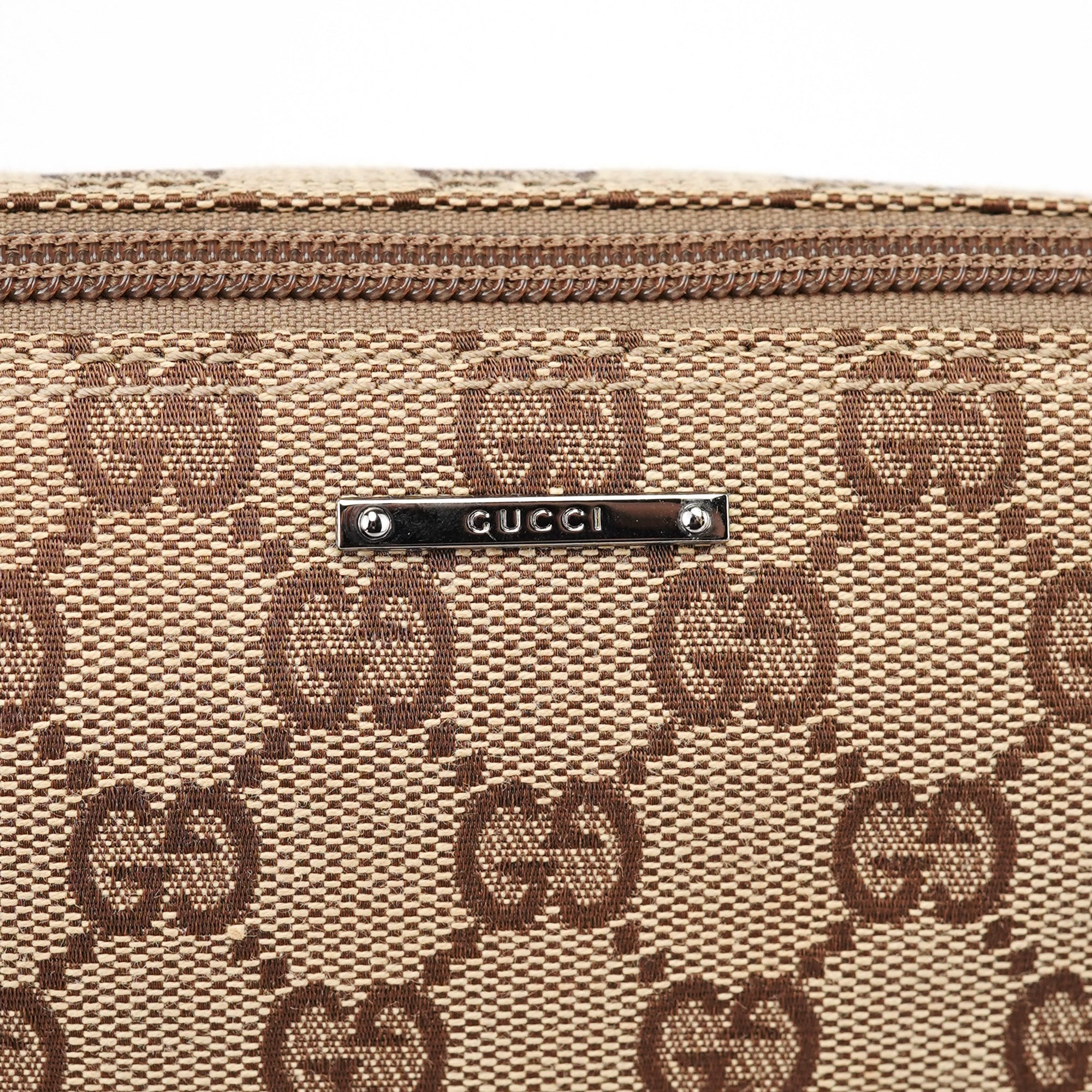 Gucci 07198 Beige Green GG Boat Pochette