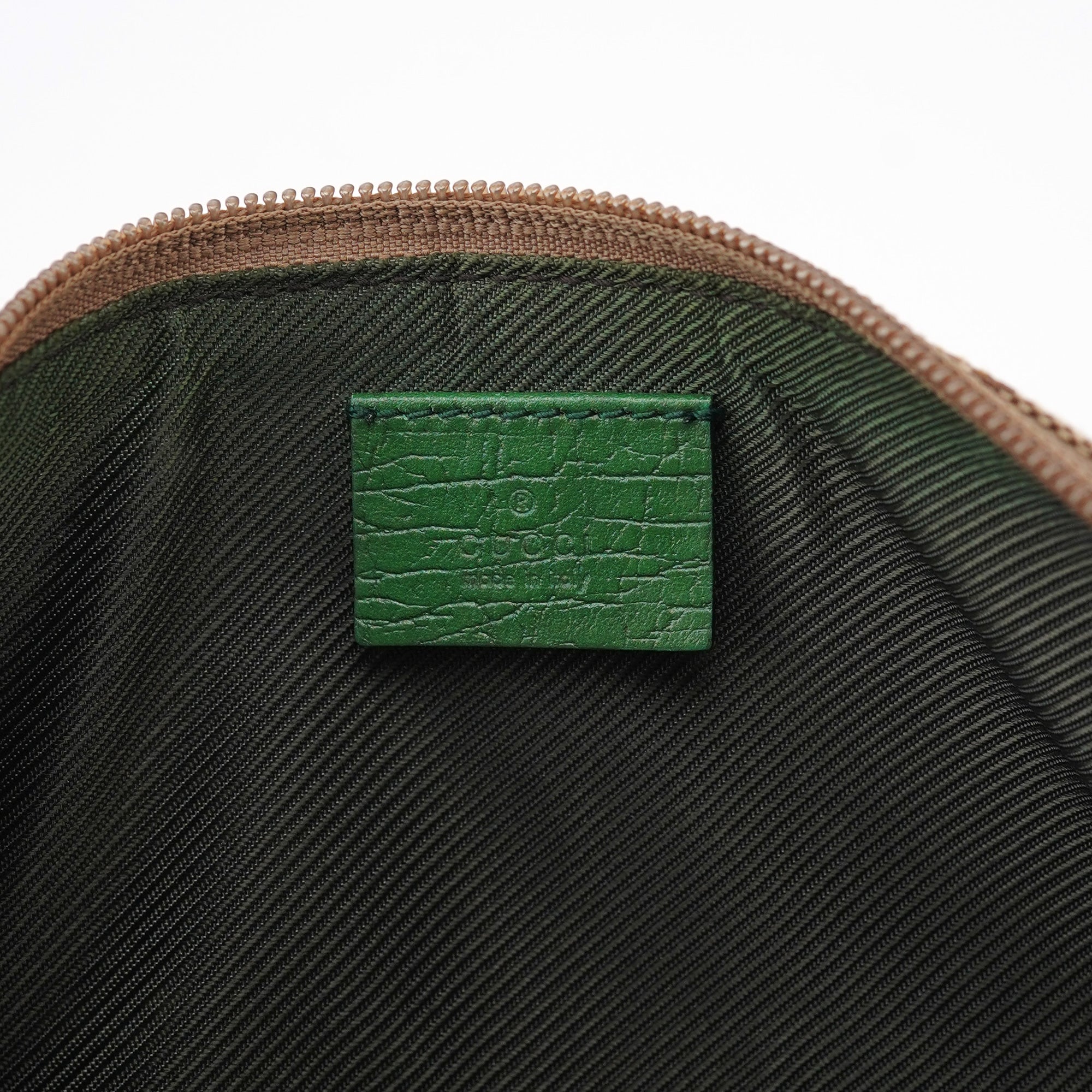 Gucci 07198 Beige Green GG Boat Pochette