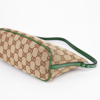 Gucci 07198 Beige Green GG Boat Pochette
