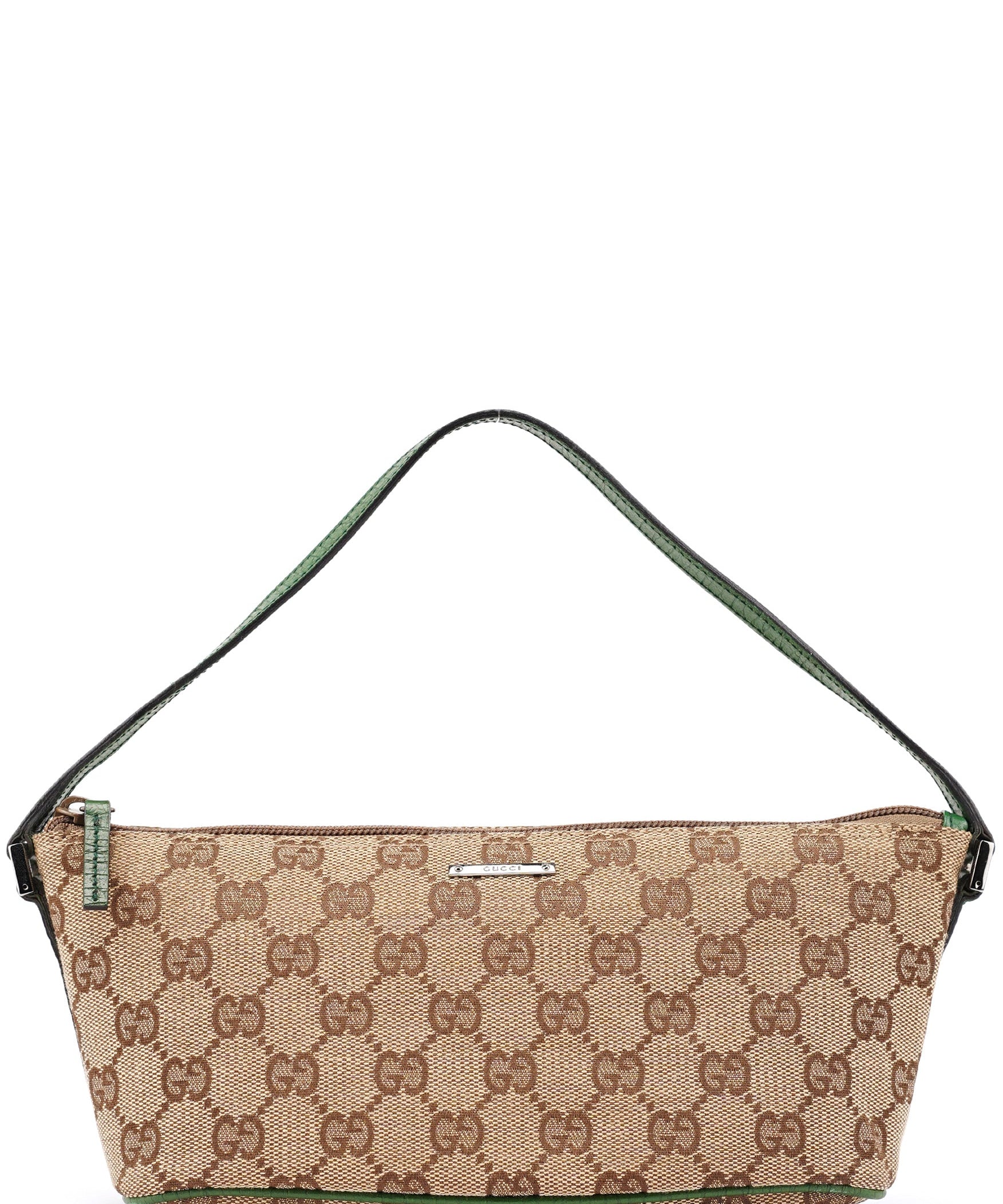 Gucci 07198 Beige Green GG Boat Pochette