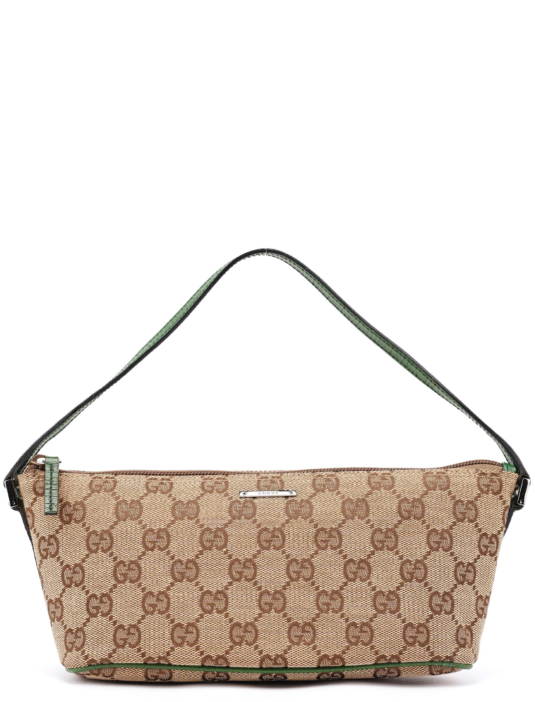 Gucci 07198 Beige Green GG Boat Pochette