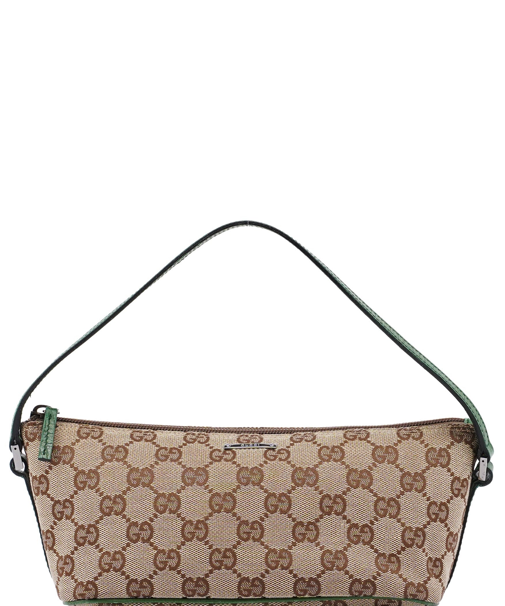 Gucci 07198 Beige Green GG Boat Pochette