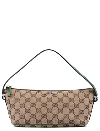 Gucci 07198 Beige Green GG Boat Pochette