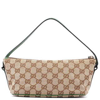 Gucci 07198 Beige Green GG Boat Pochette