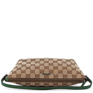 Gucci 07198 Beige Green GG Boat Pochette