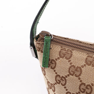 Gucci 07198 Beige Green GG Boat Pochette