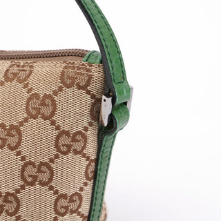 Gucci 07198 Beige Green GG Boat Pochette