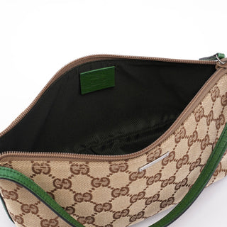 Gucci 07198 Beige Green GG Boat Pochette