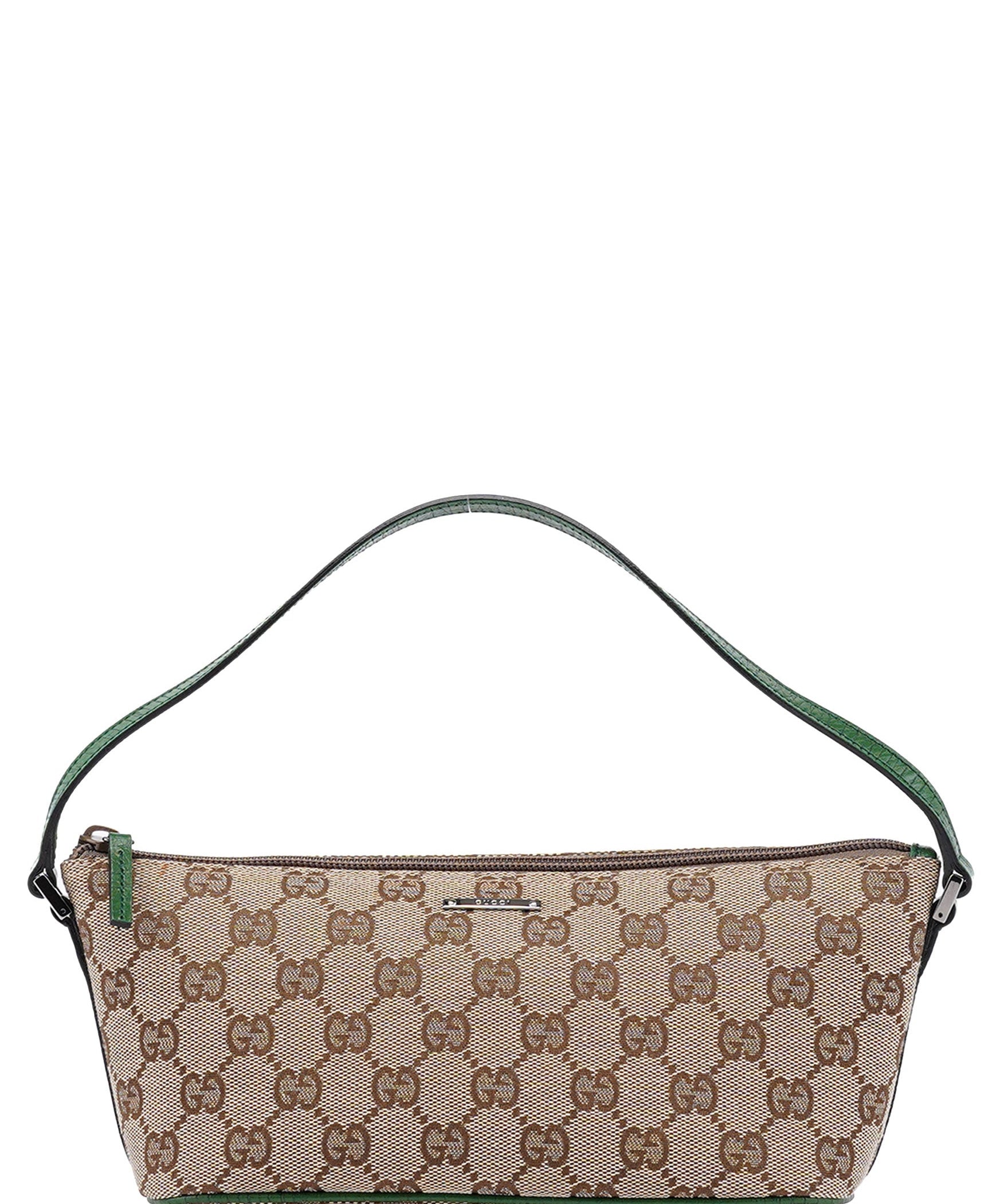 Gucci 07198 Beige Green GG Boat Pochette