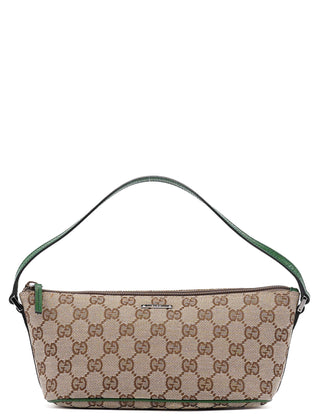 Gucci 07198 Beige Green GG Boat Pochette