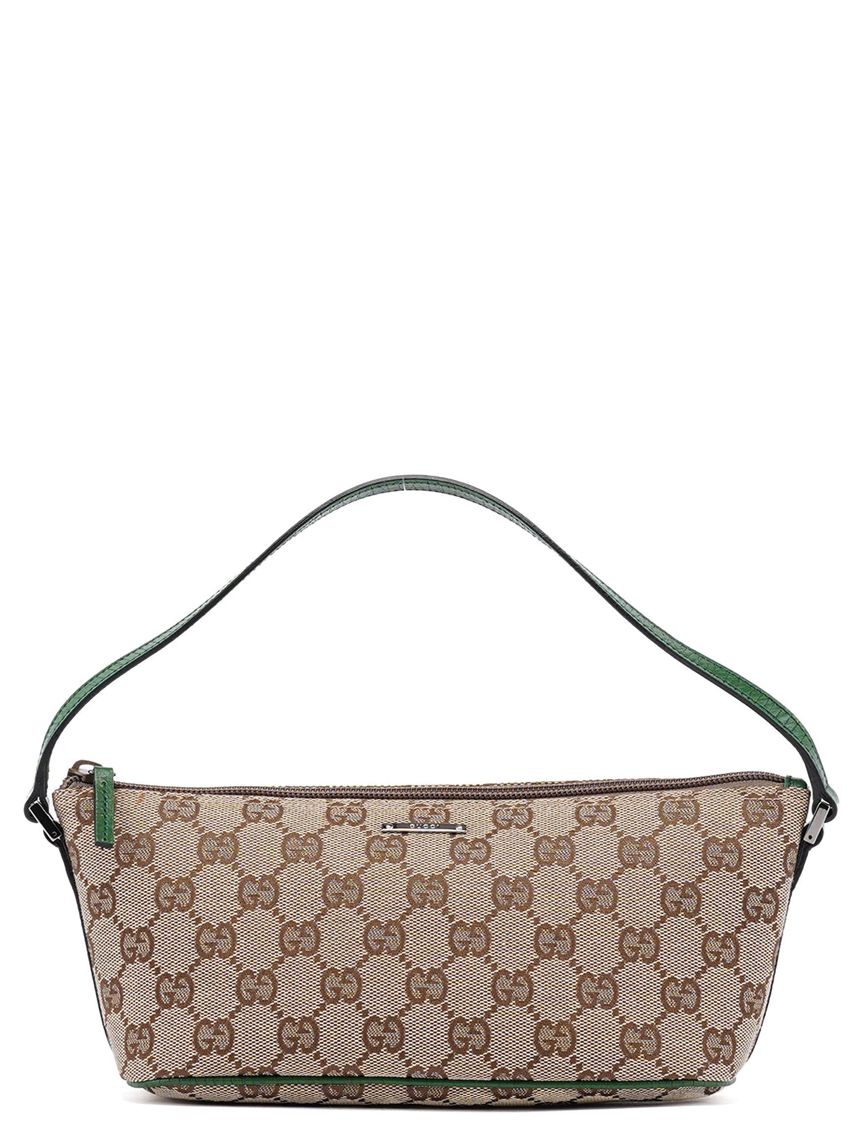 Gucci 07198 Beige Green GG Boat Pochette