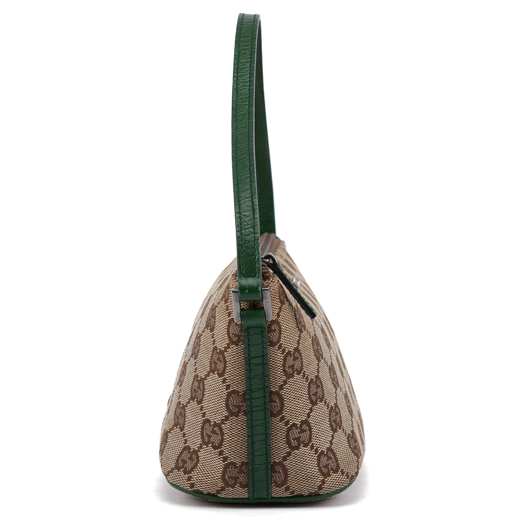 Gucci 07198 Beige Green GG Boat Pochette