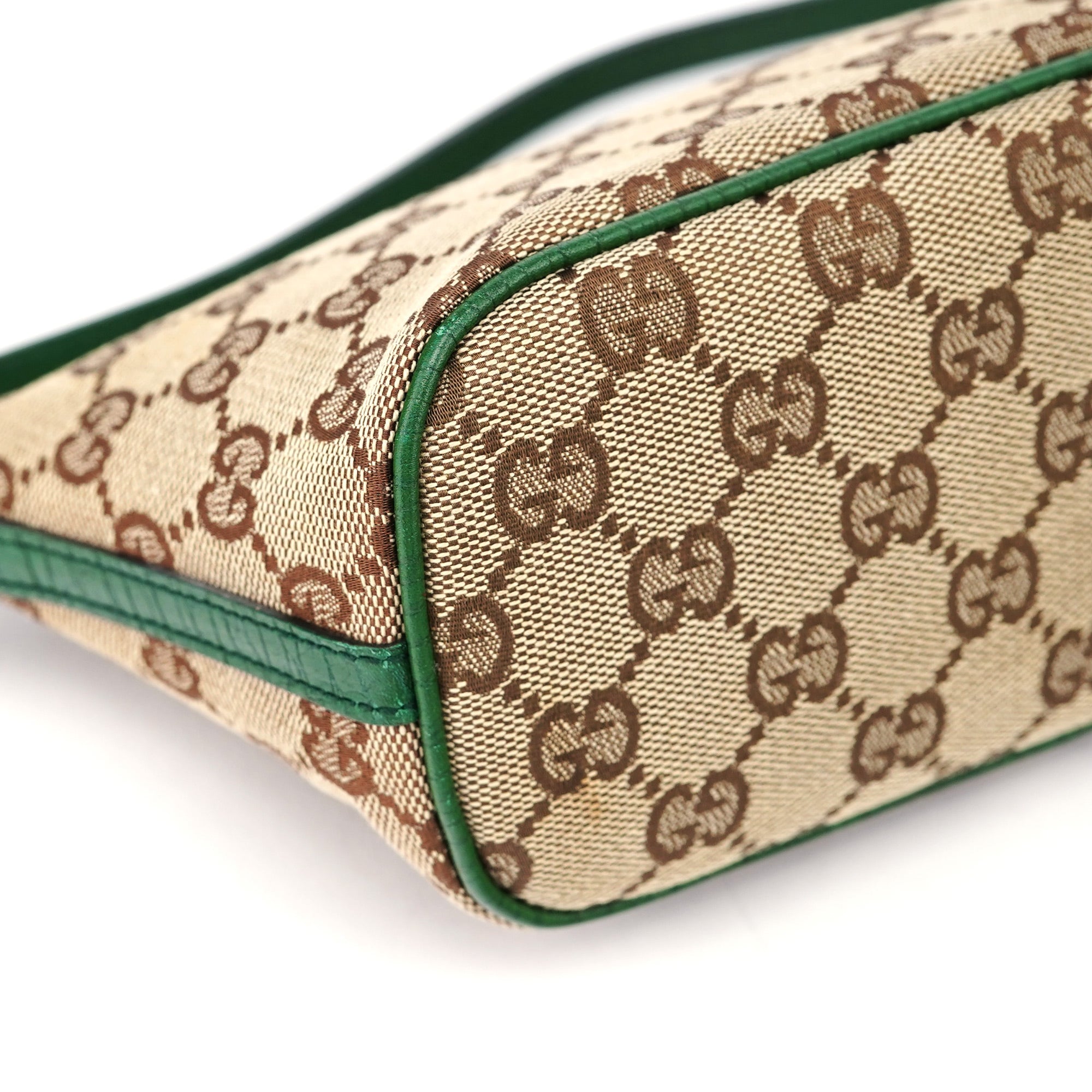 Gucci 07198 Beige Green GG Boat Pochette