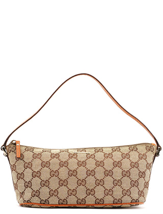 Gucci 07198 Beige Light Brown GG Boat Pochette
