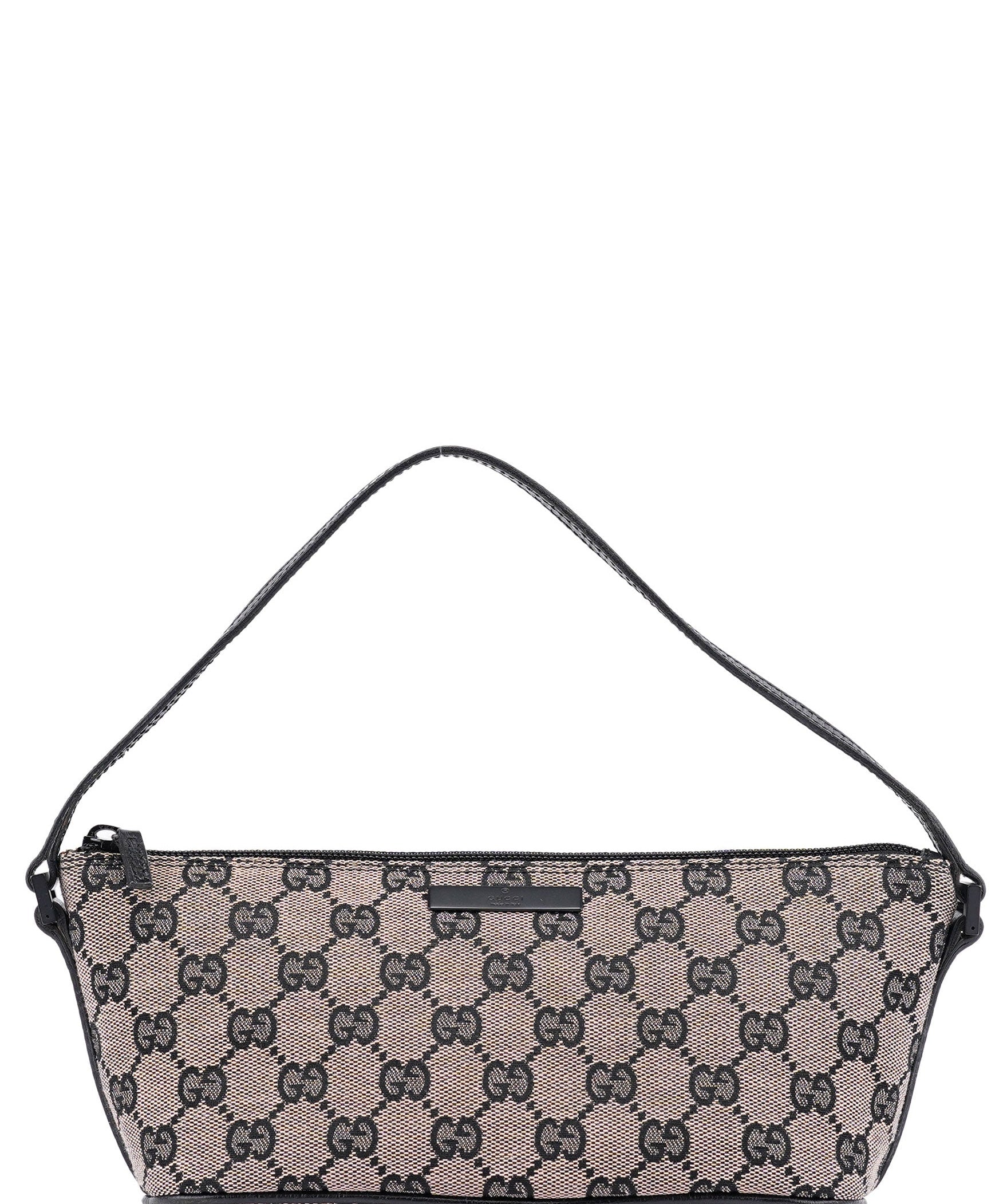 Gucci 07198 Beige Matte Black GG Boat Pochette