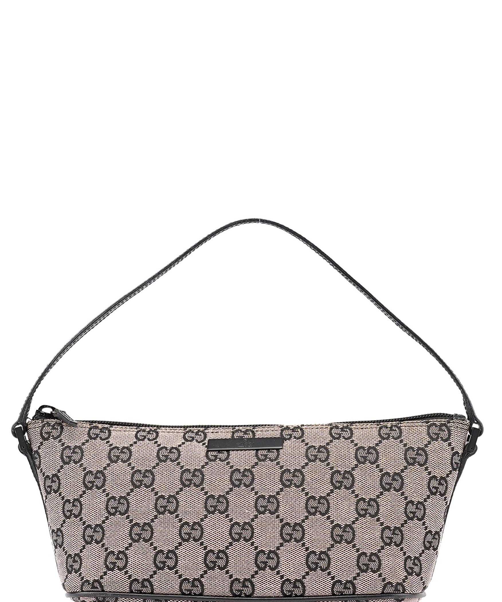 Gucci 07198 Beige Matte Black GG Boat Pochette