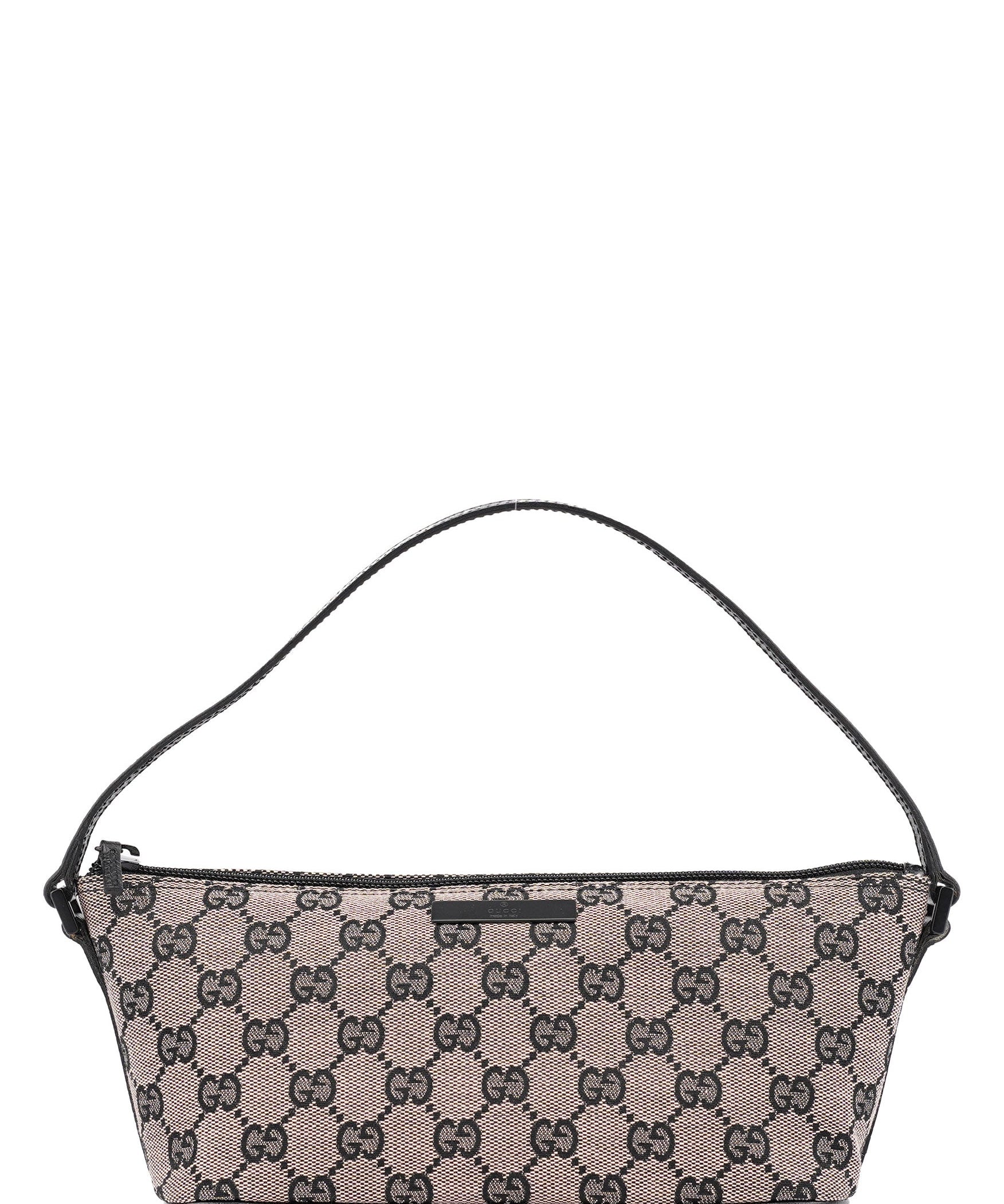 Gucci 07198 Beige Matte Black GG Boat Pochette