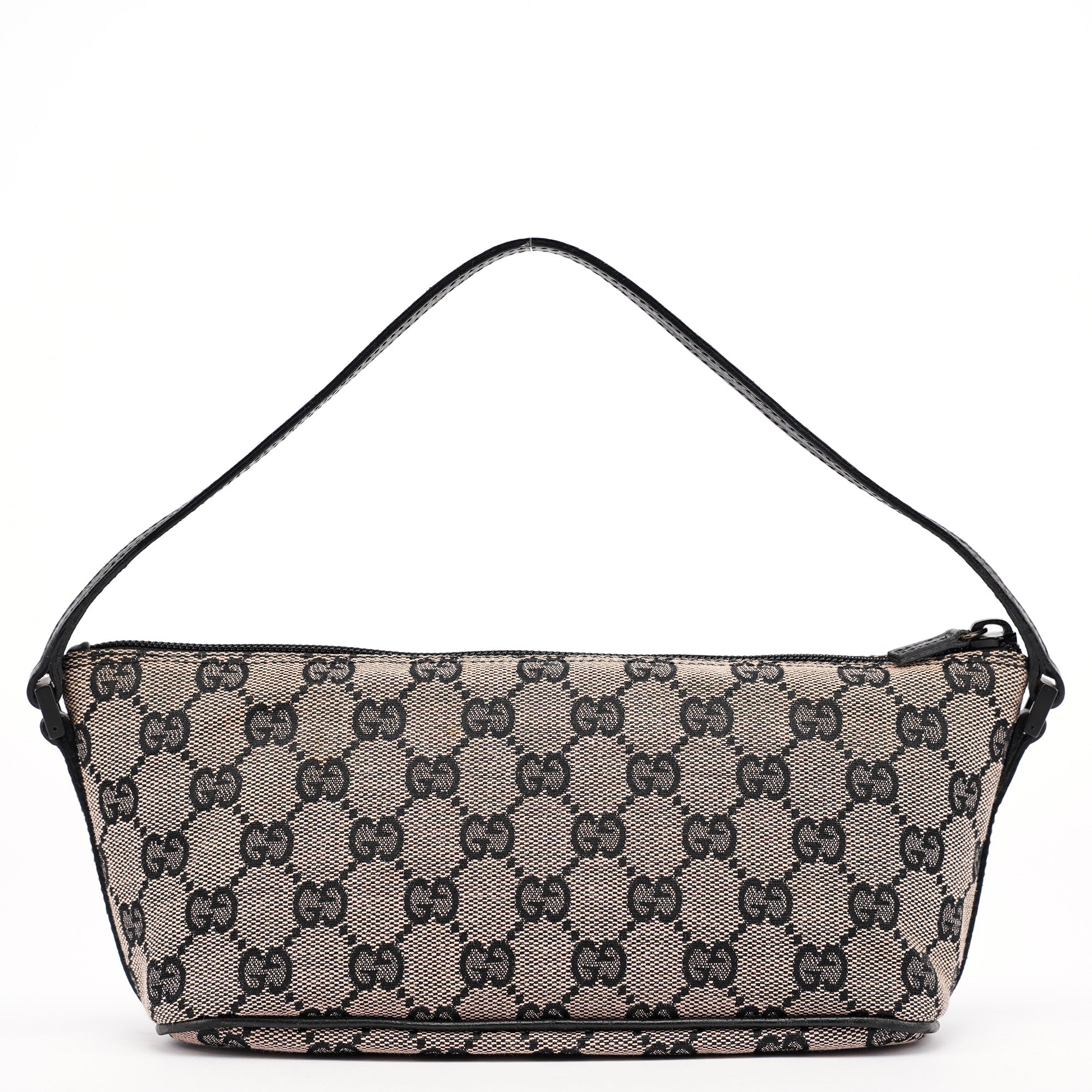 Gucci 07198 Beige Matte Black GG Boat Pochette