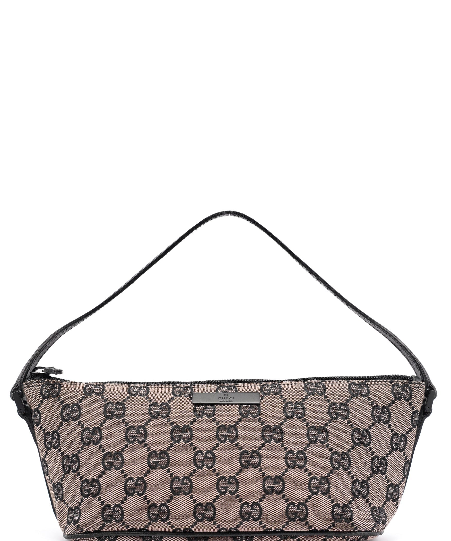 Gucci 07198 Beige Matte Black GG Boat Pochette