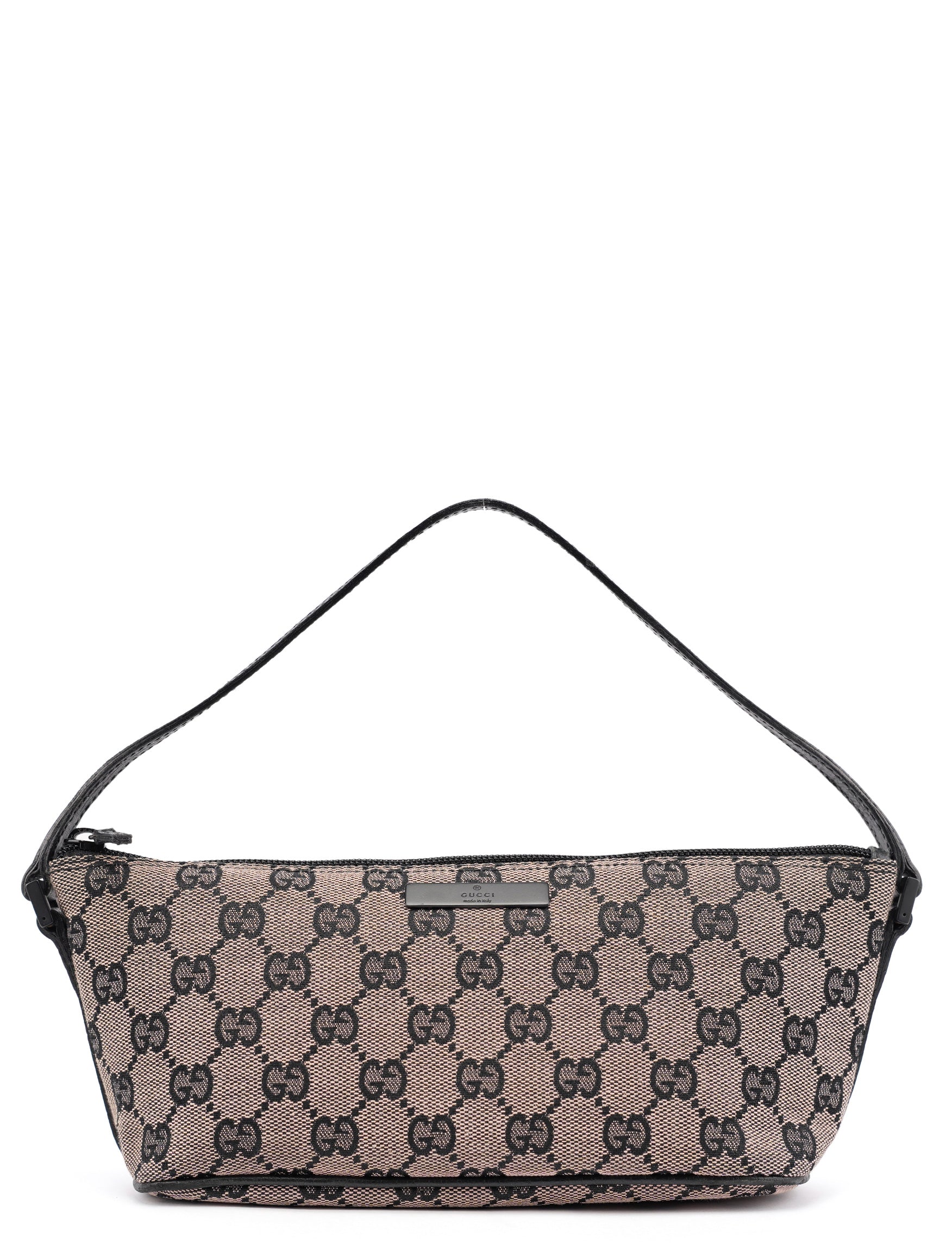 Gucci 07198 Beige Matte Black GG Boat Pochette