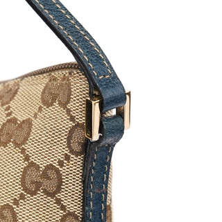 Gucci 07198 Beige Navy GG Boat Pochette