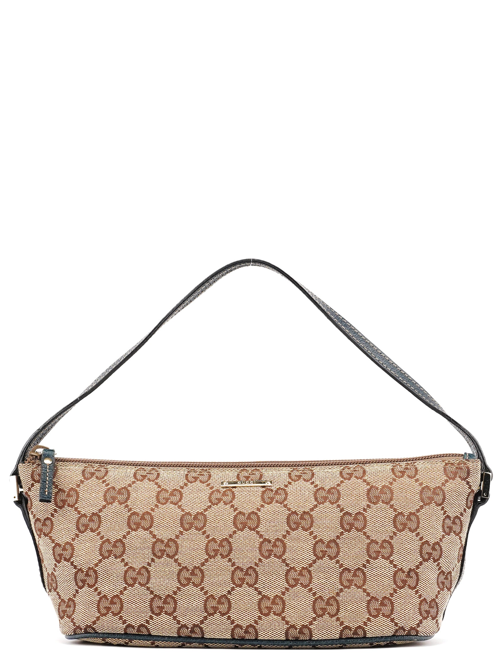 Gucci 07198 Beige Navy GG Boat Pochette