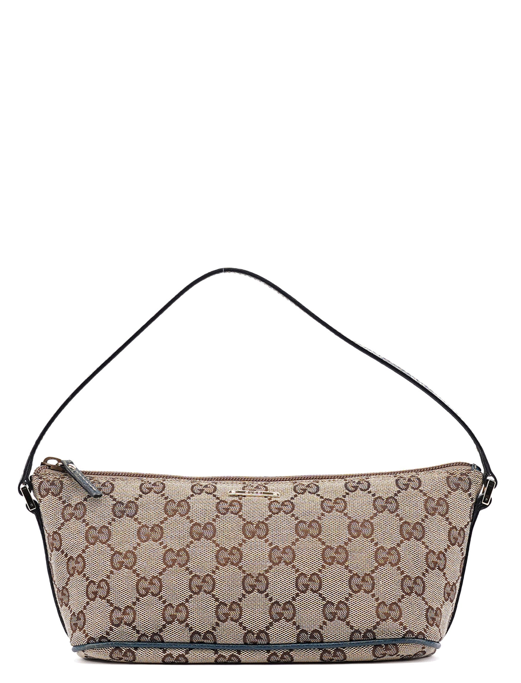 Gucci 07198 Beige Navy GG Boat Pochette