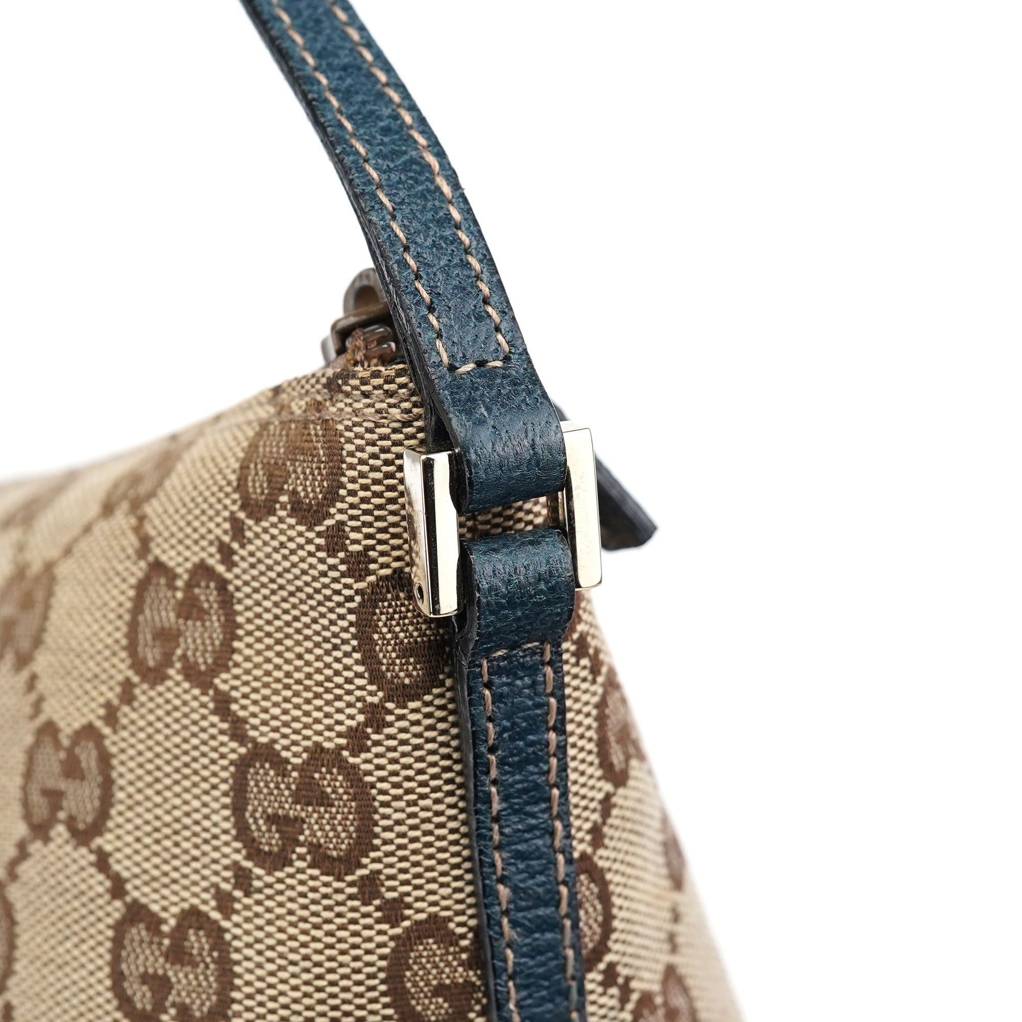 Gucci 07198 Beige Navy GG Boat Pochette