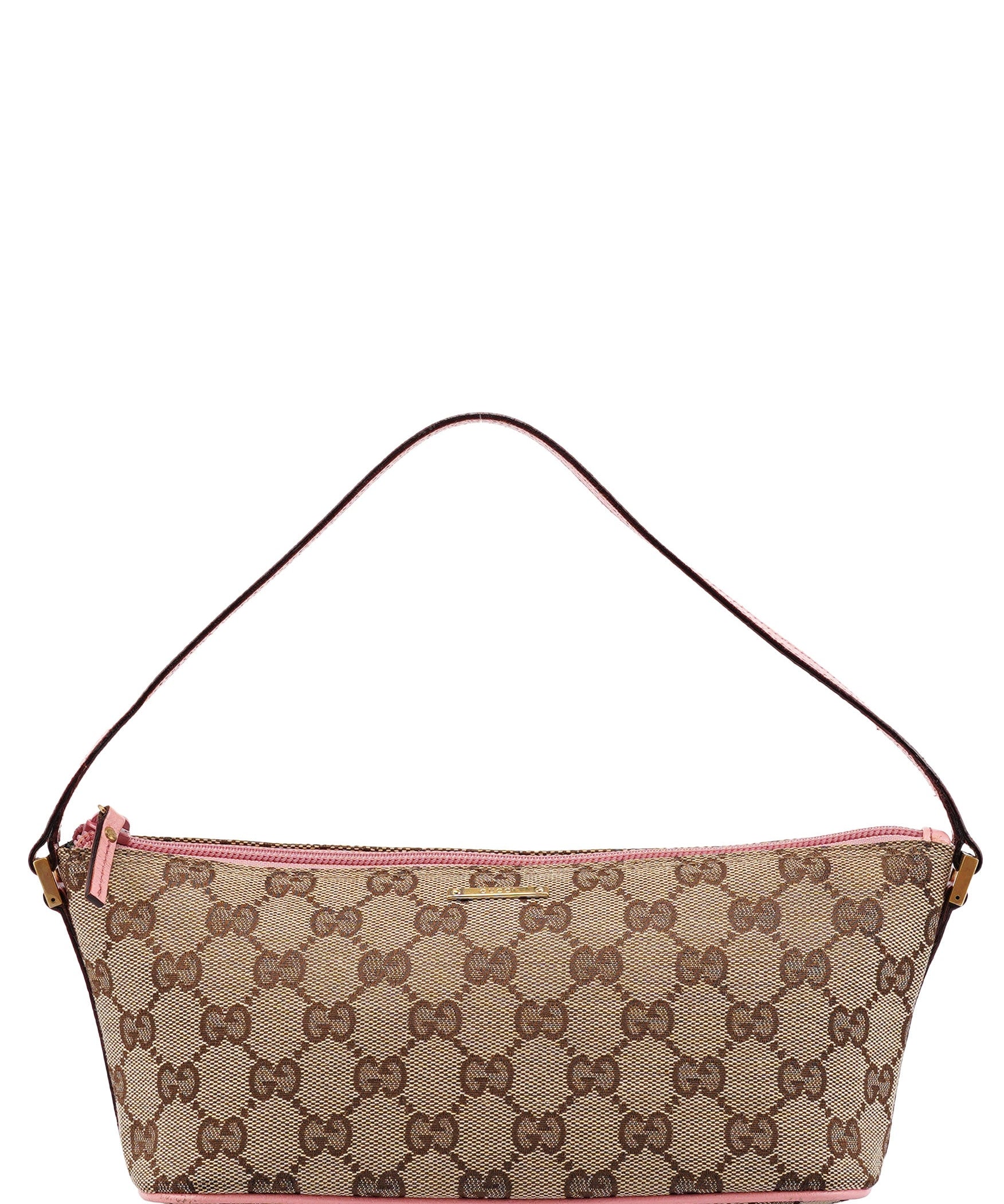 Gucci 07198 Beige Pink GG Boat Pochette