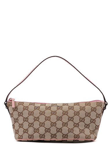 Gucci 07198 Beige Pink GG Boat Pochette