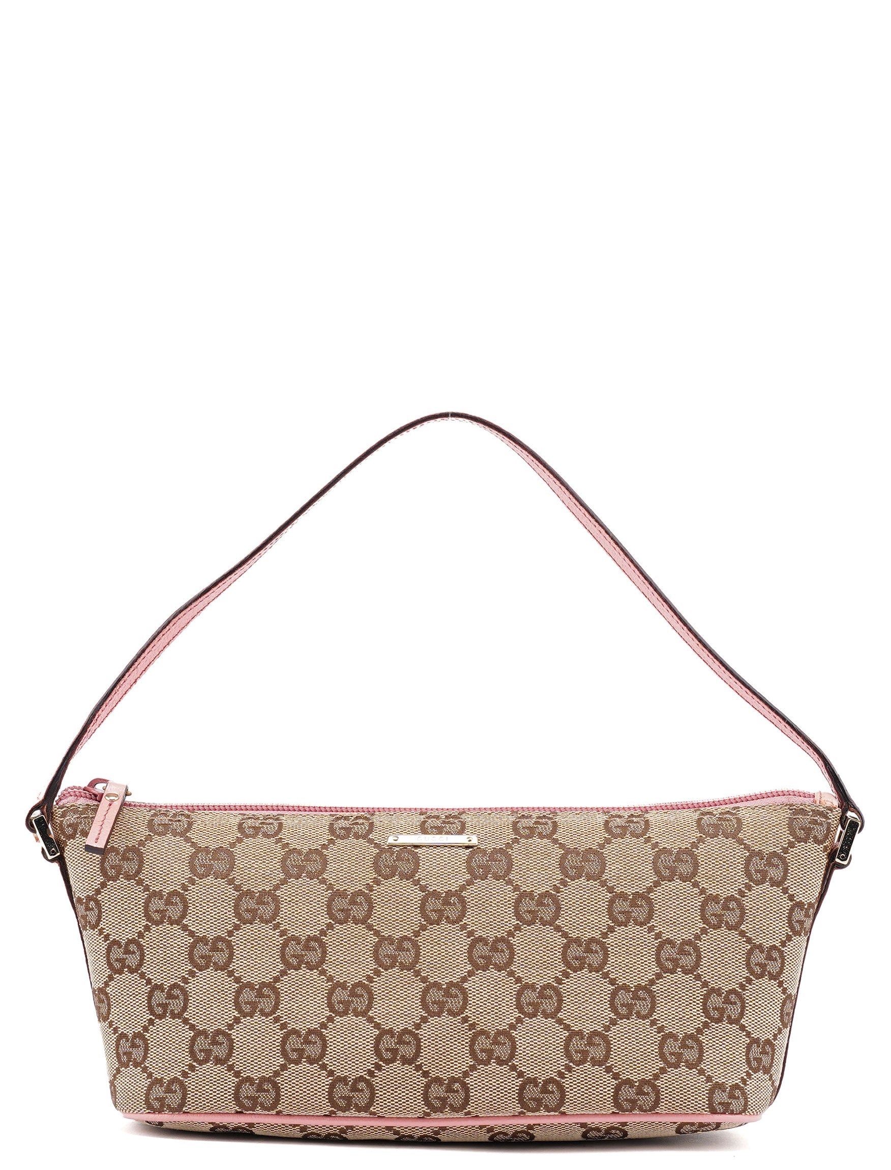 Gucci 07198 Beige Pink GG Boat Pochette