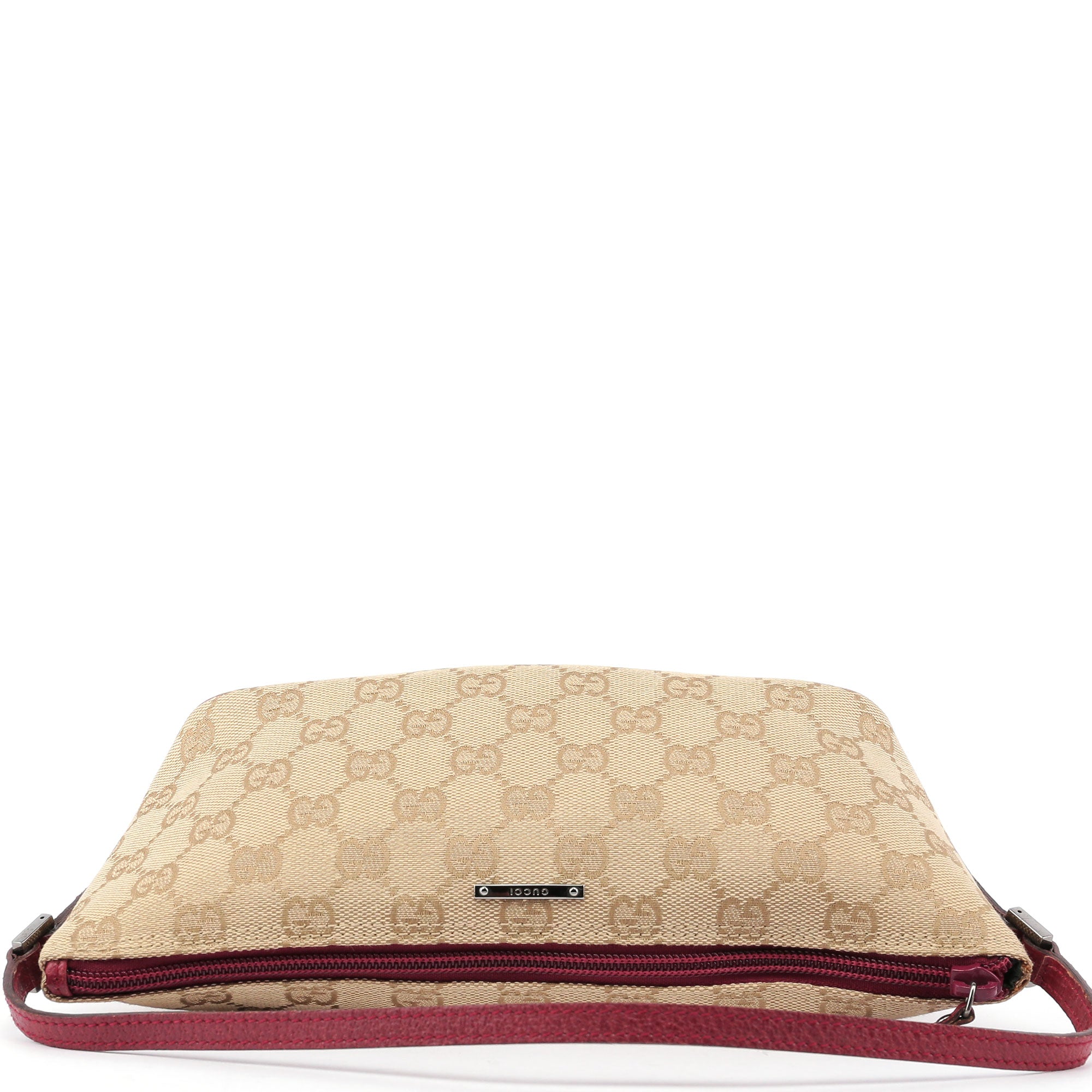 Gucci 07198 Boat Pochette aus GG Canvas in Beige und Rot
