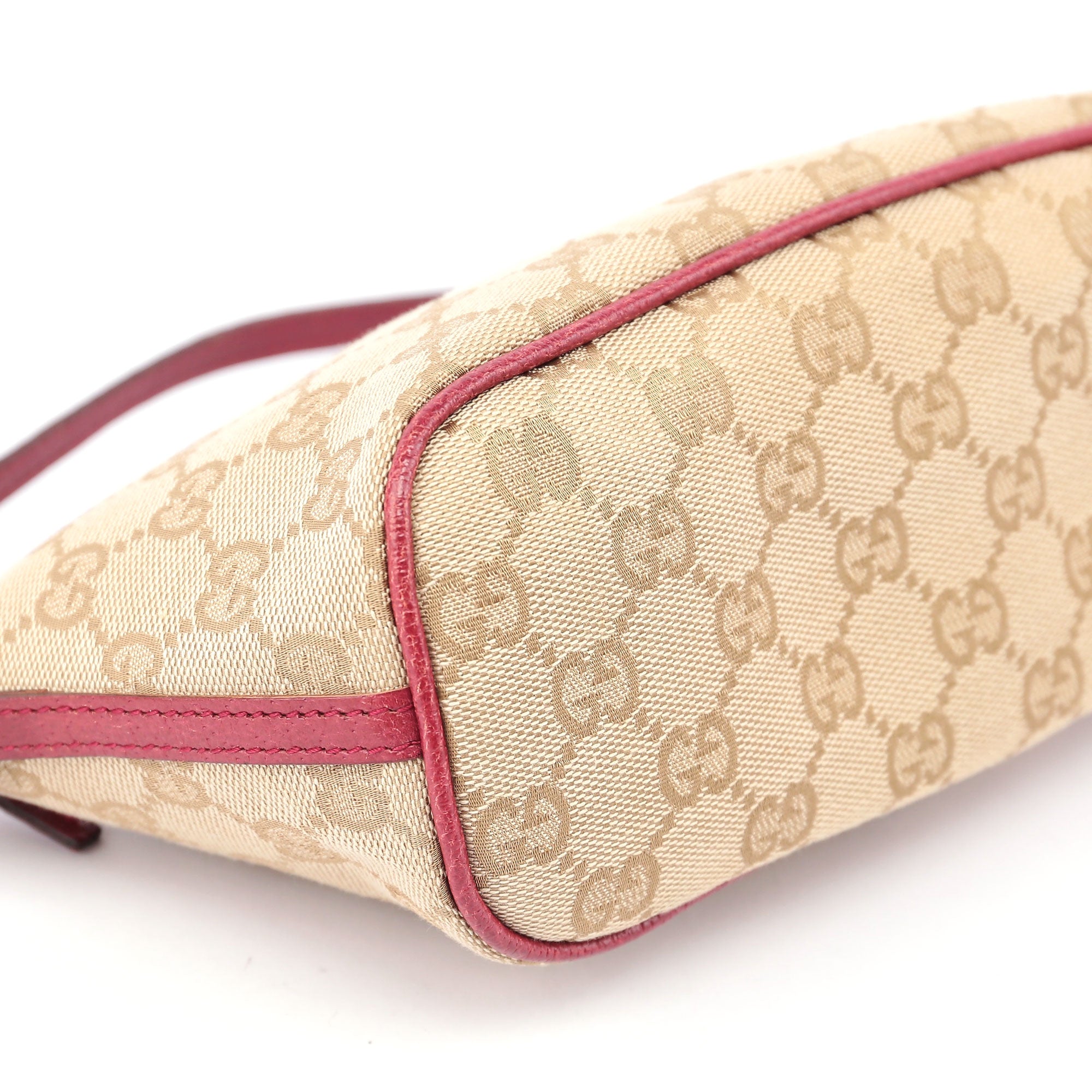 Gucci 07198 Boat Pochette aus GG Canvas in Beige und Rot