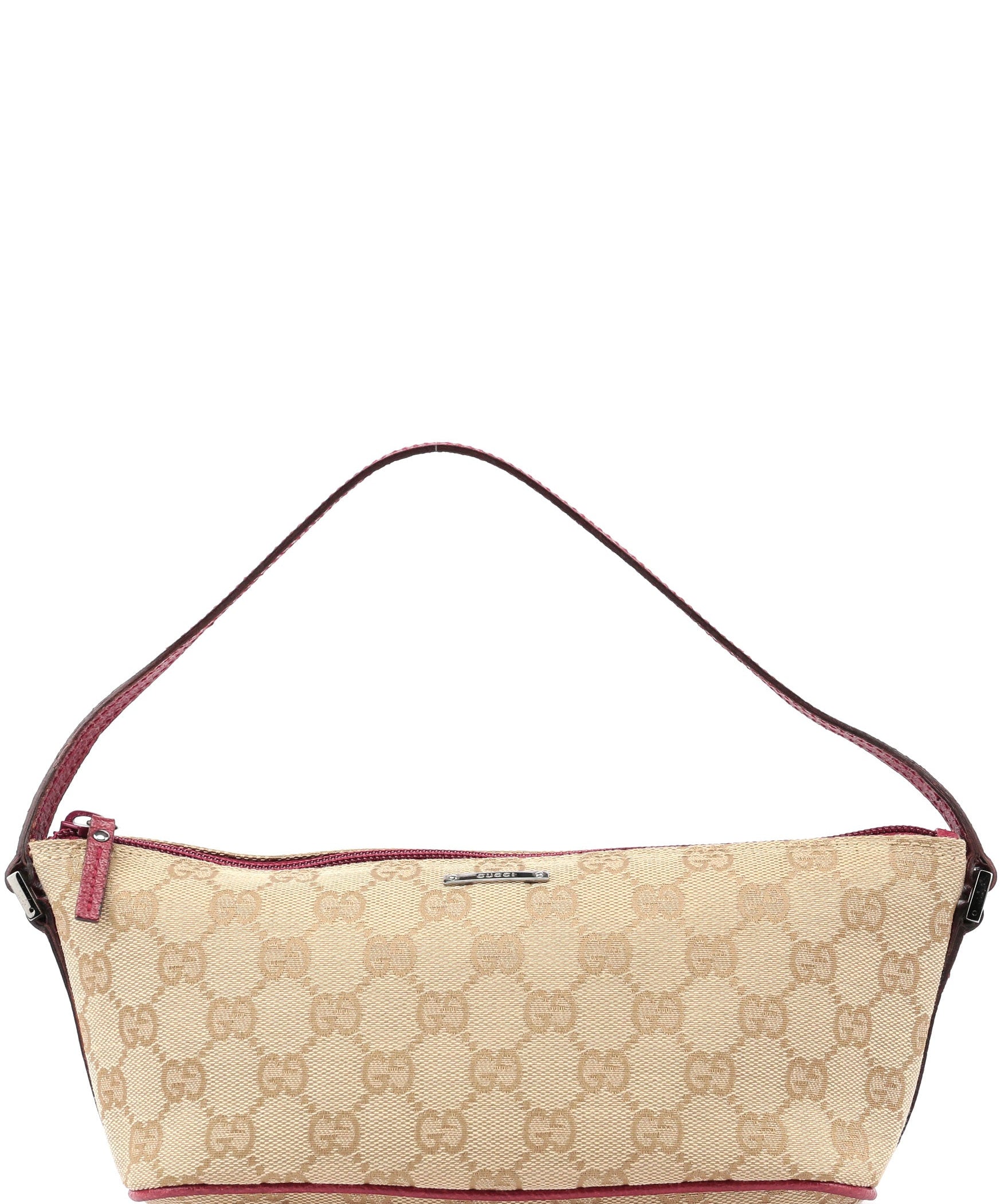 Gucci 07198 Boat Pochette aus GG Canvas in Beige und Rot