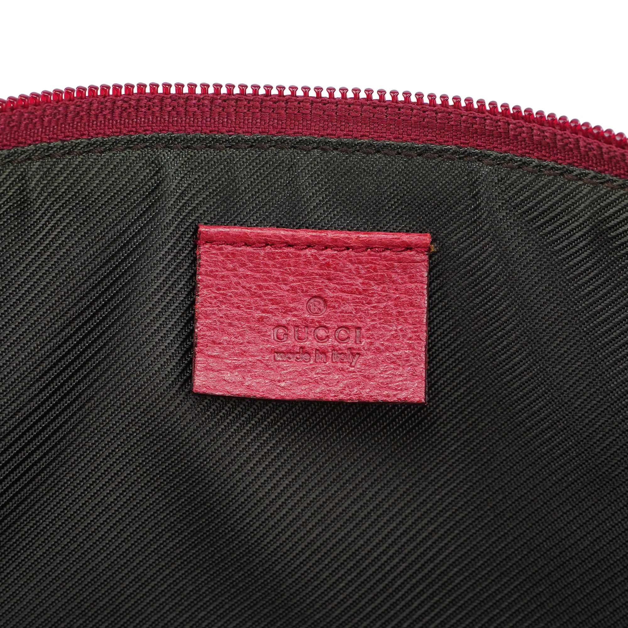 Gucci 07198 GG Boat Pochette en toile GG beige et rouge