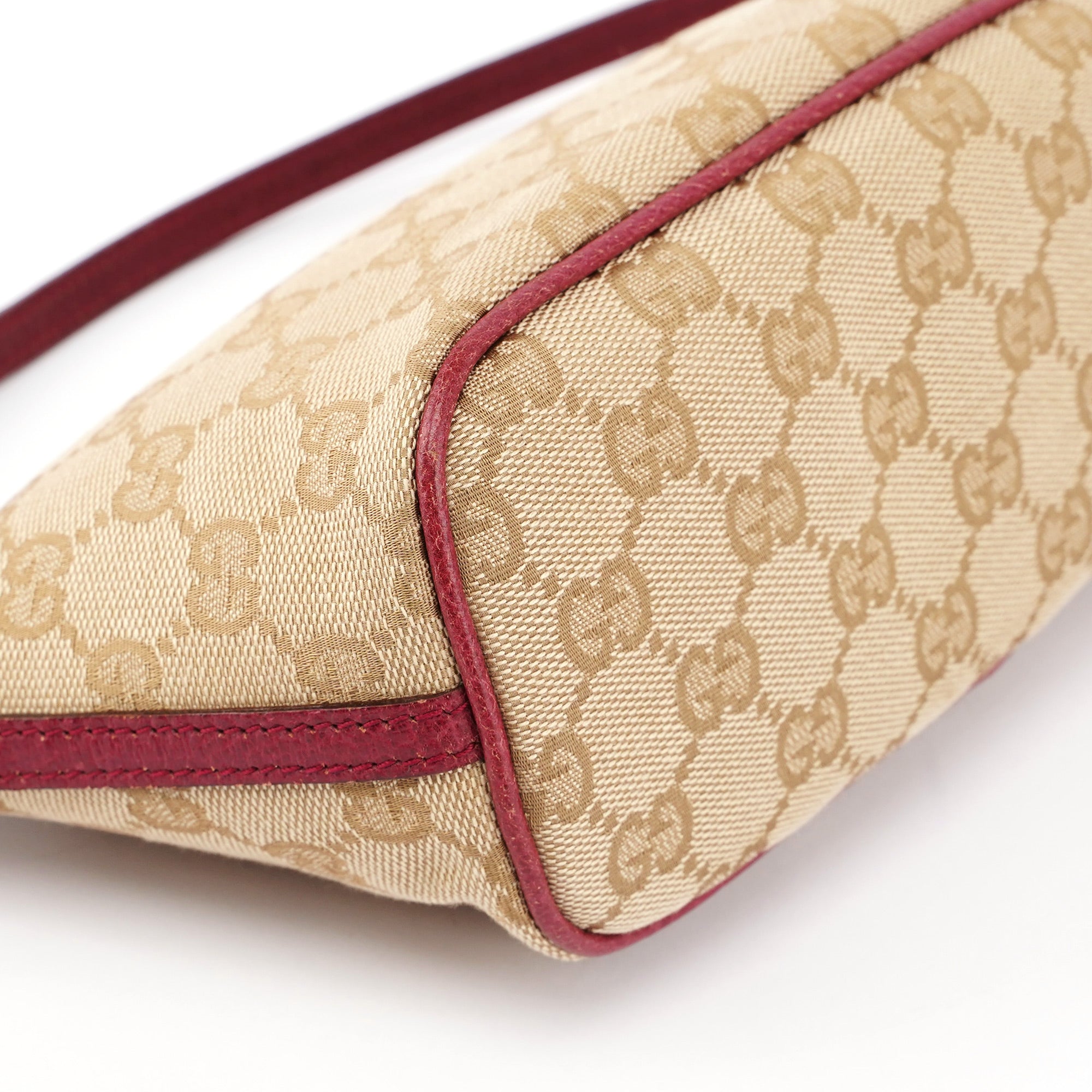 Gucci 07198 GG Boat Pochette en toile GG beige et rouge