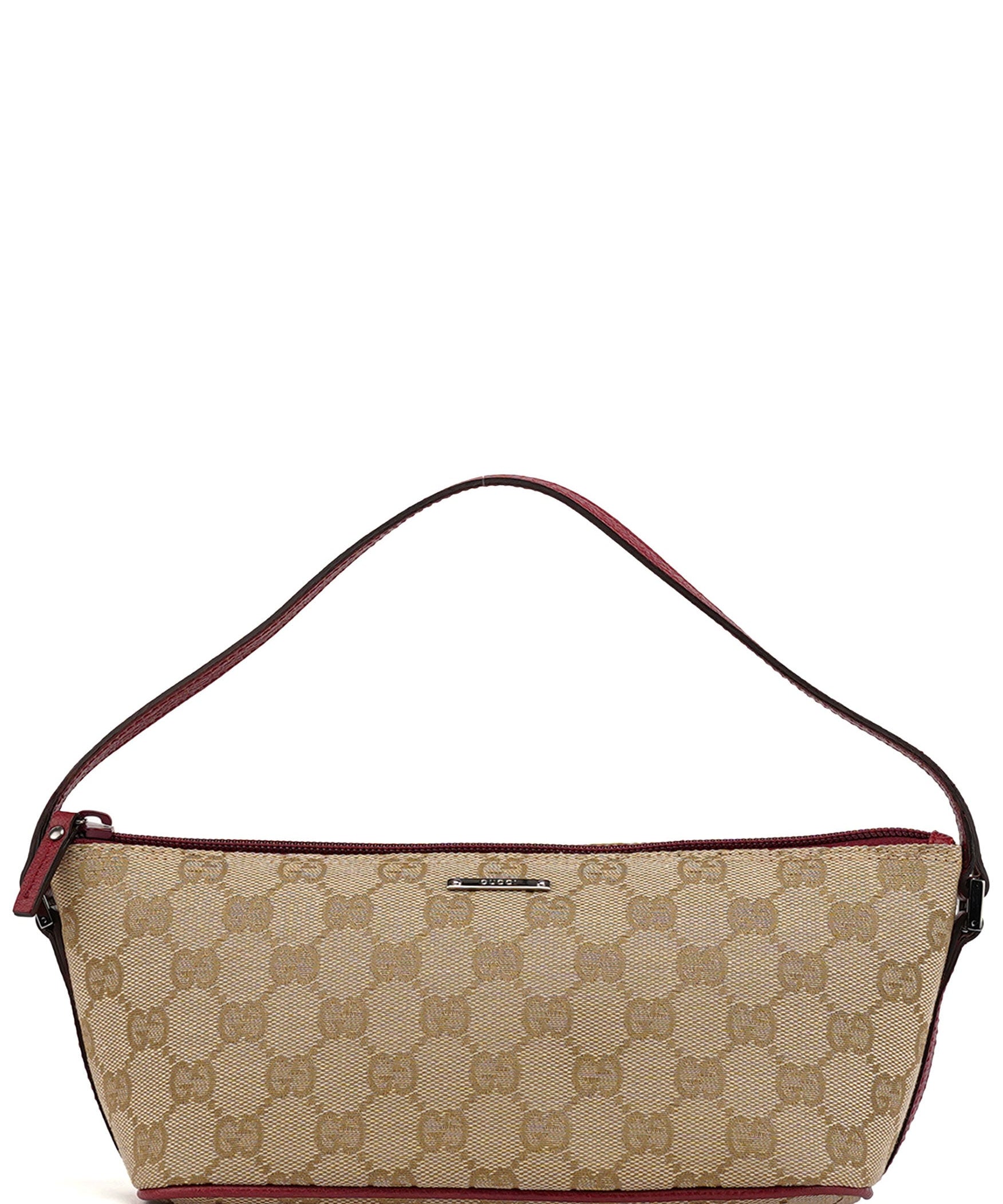 Gucci 07198 Beige Red GG Boat Pochette