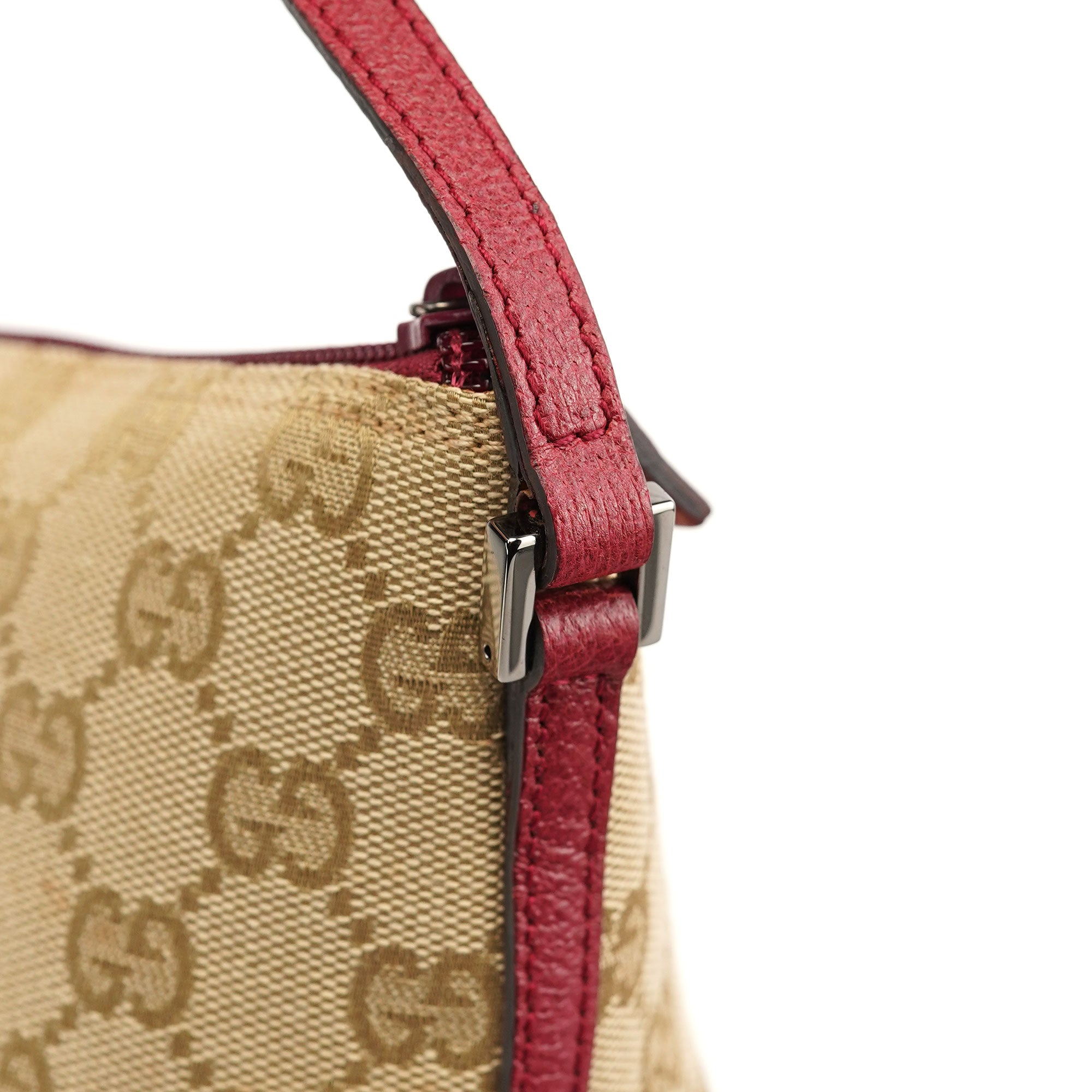 Gucci 07198 GG Boat Pochette en toile GG beige et rouge