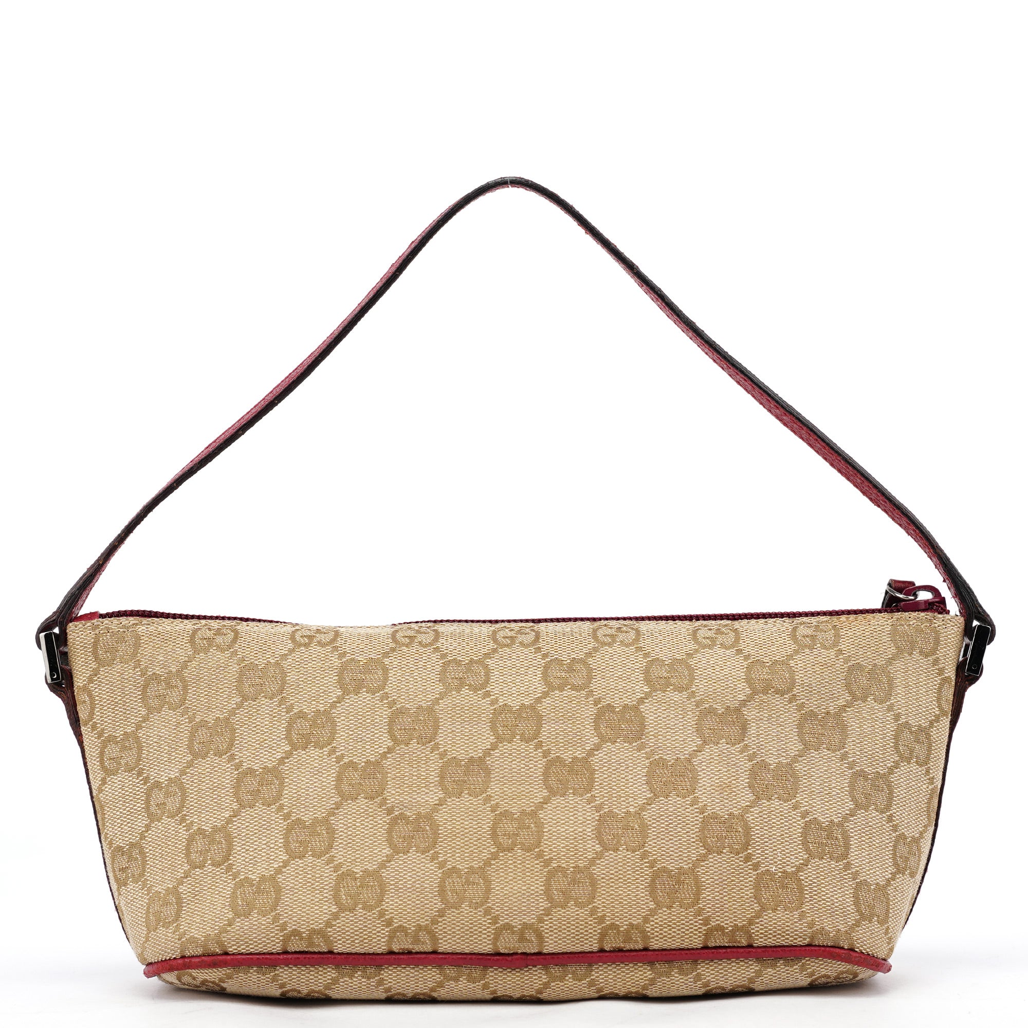 Gucci 07198 GG Boat Pochette en toile GG beige et rouge