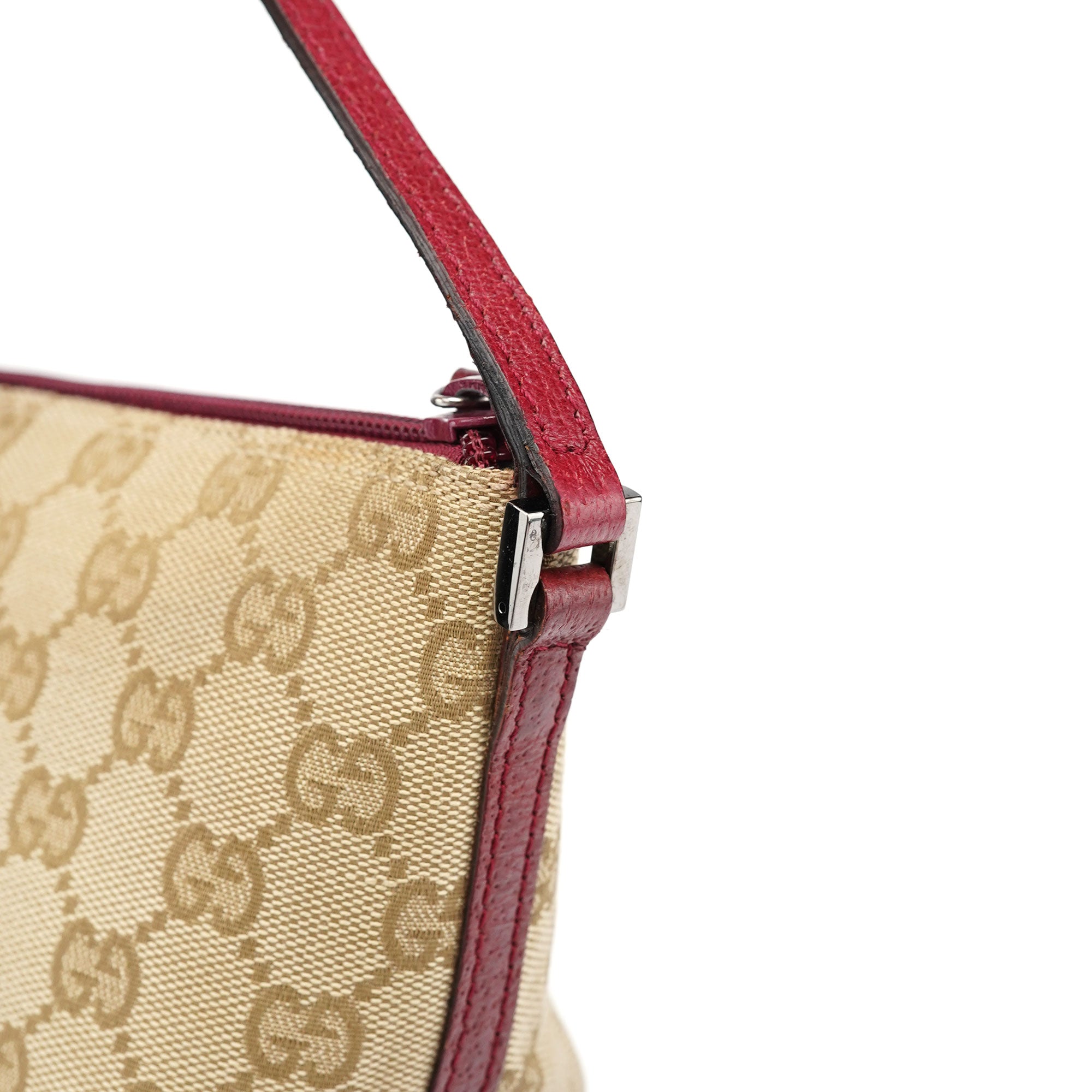Gucci 07198 GG Boat Pochette en toile GG beige et rouge