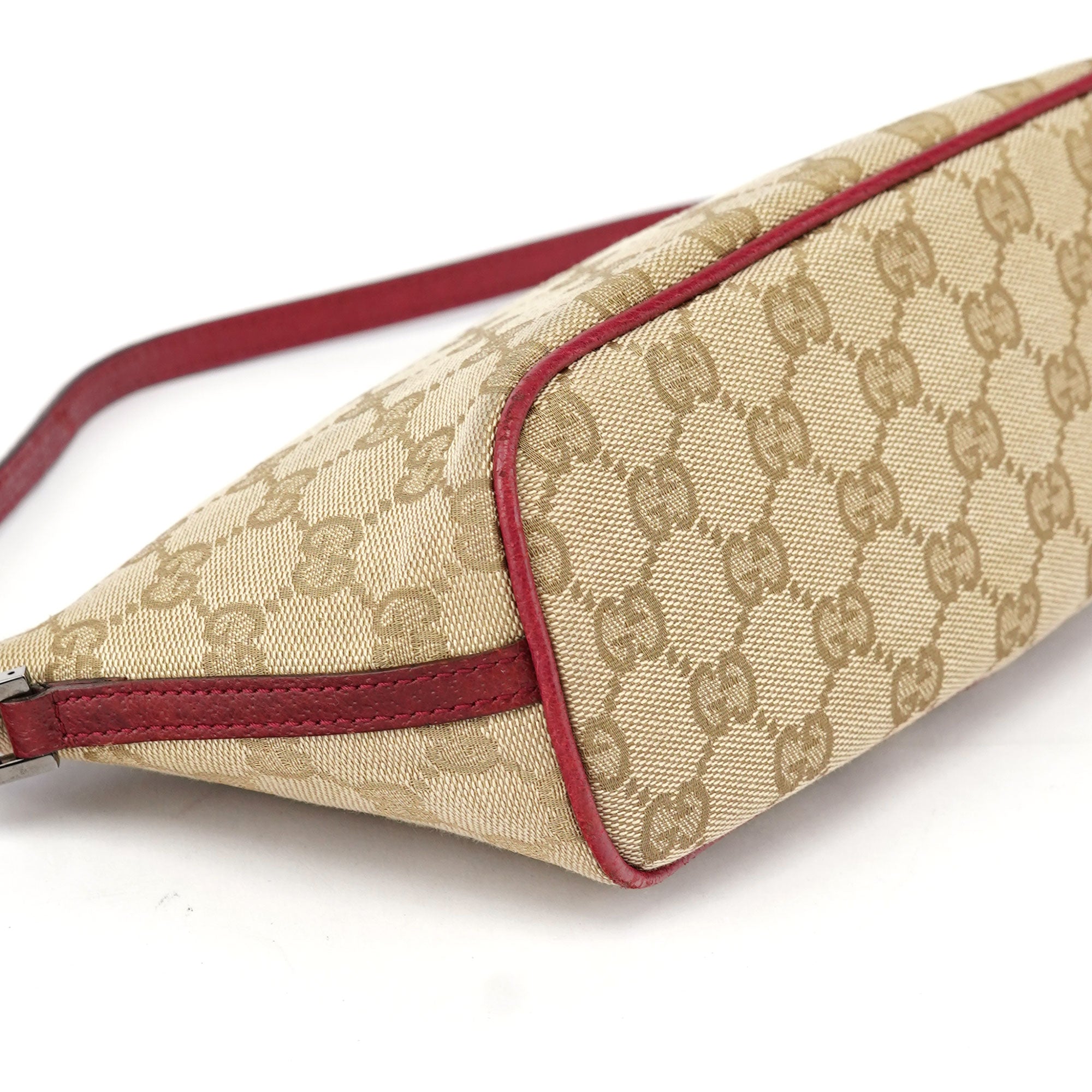 Gucci 07198 GG Boat Pochette en toile GG beige et rouge