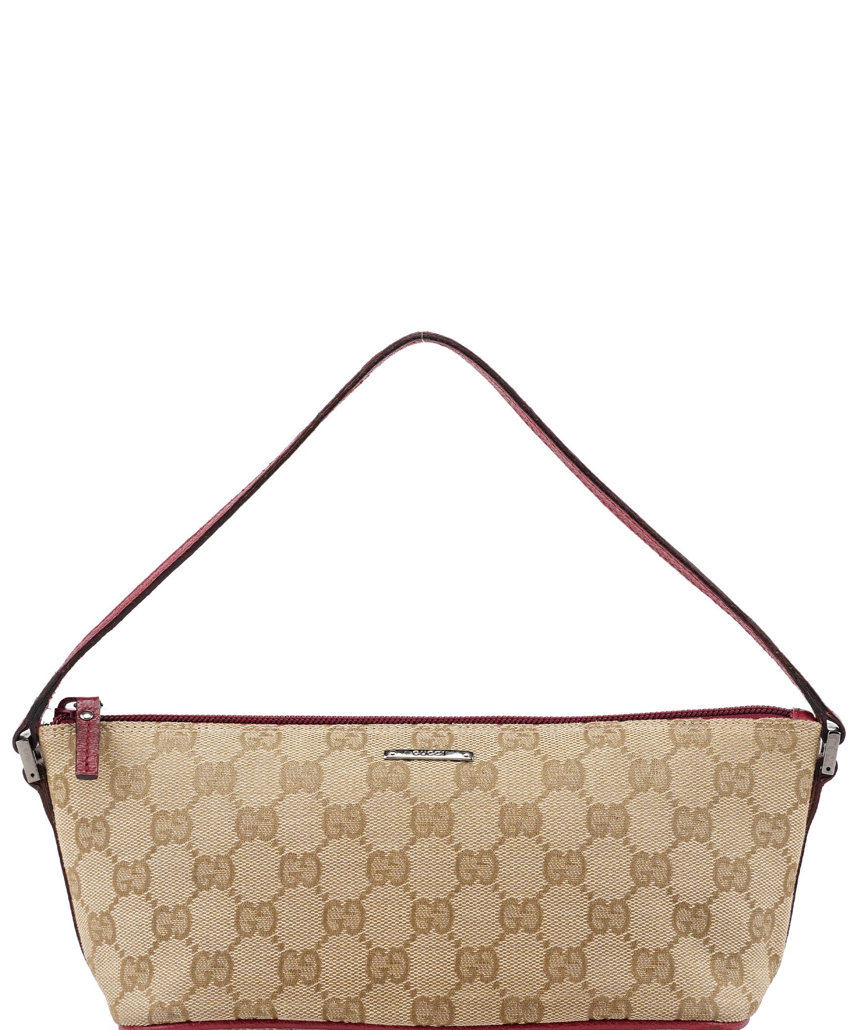 Gucci 07198 Beige Red GG Boat Pochette