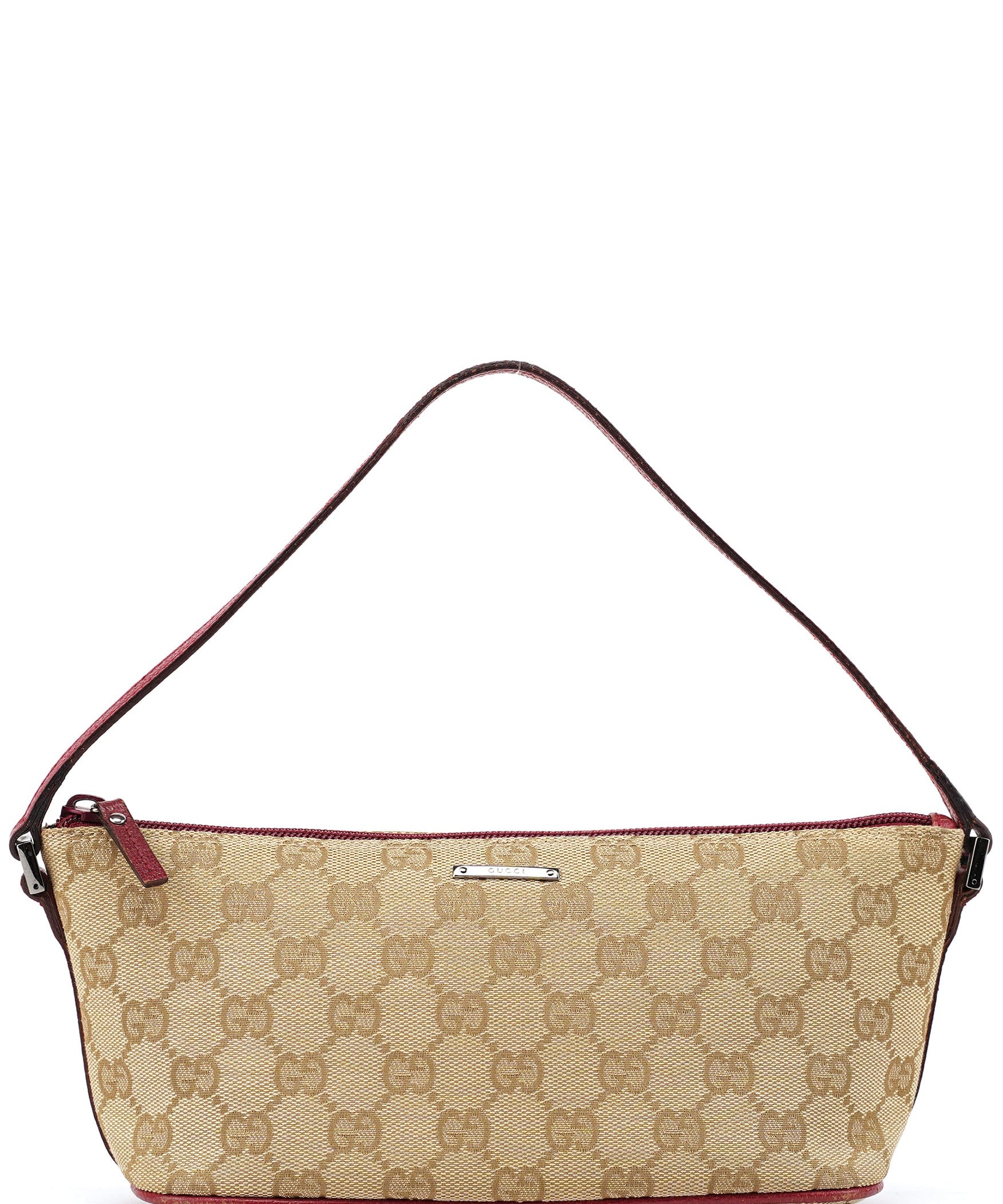 Gucci 07198 GG Boat Pochette in tela beige e rossa