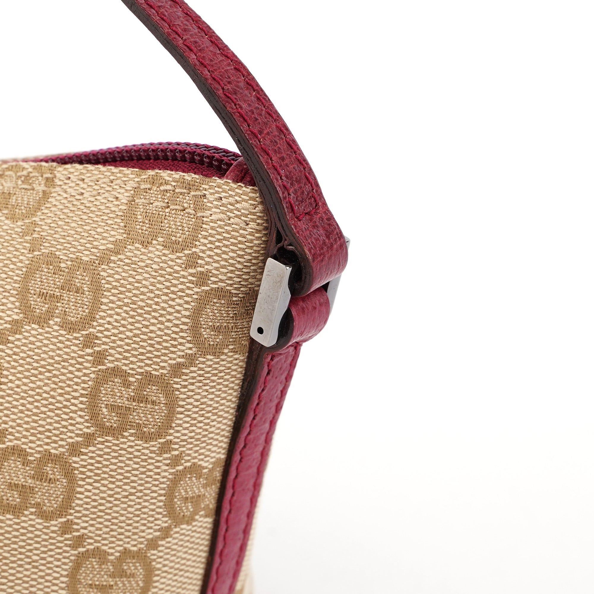 Gucci 07198 Beige Red GG Boat Pochette