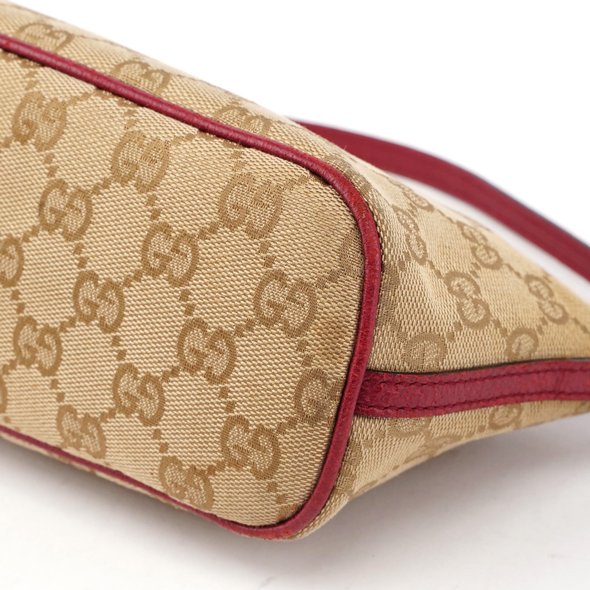 Gucci 07198 Beige Red GG Boat Pochette