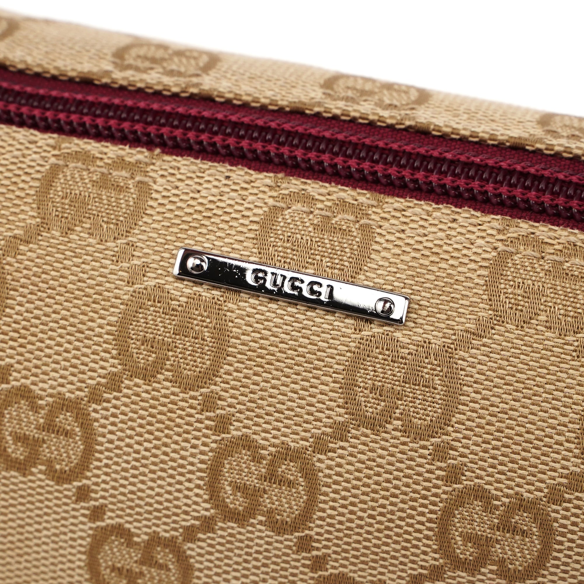 Gucci 07198 Beige Red GG Boat Pochette