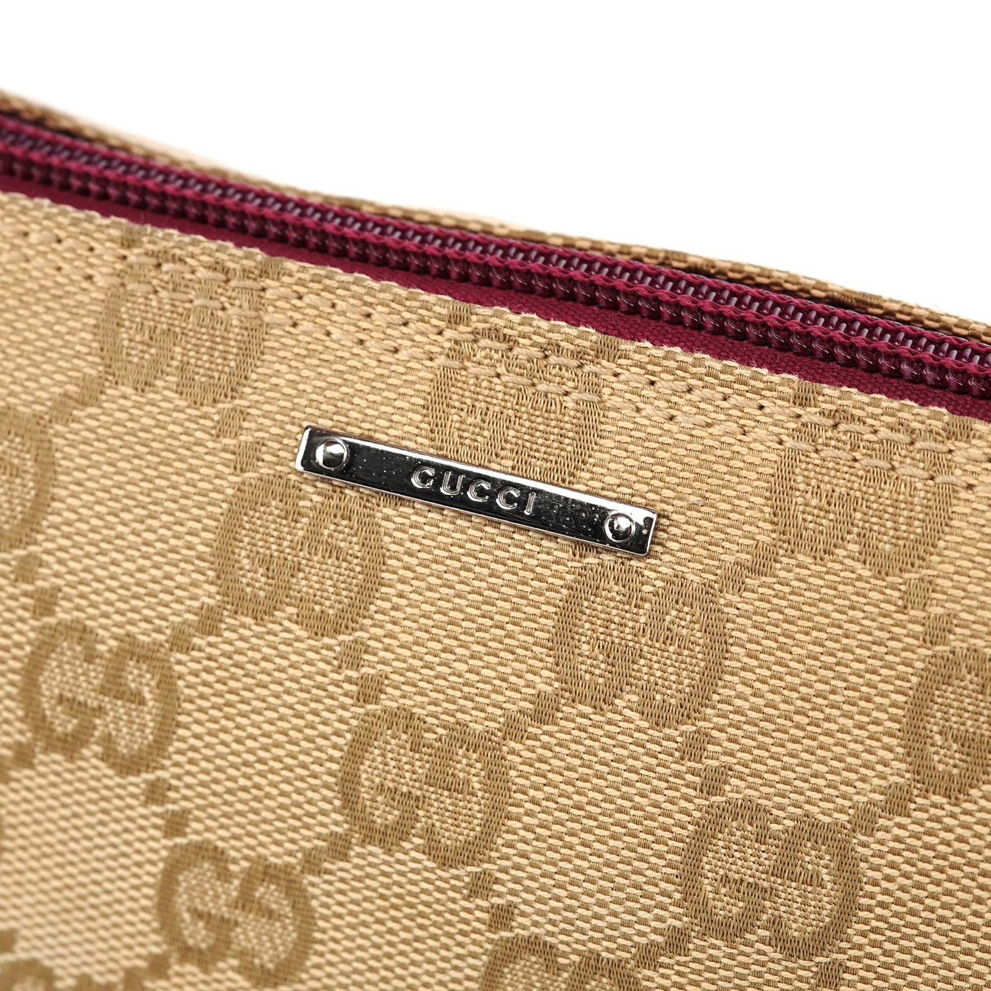 Gucci 07198 Beige Red GG Boat Pochette