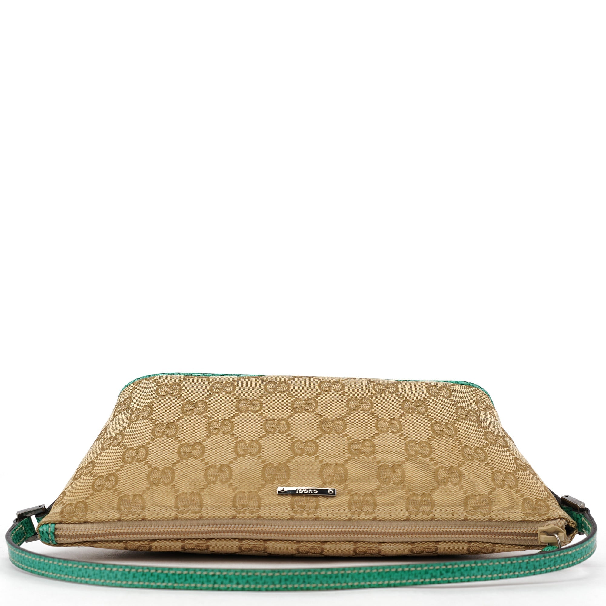 Gucci 07198 GG Boat Pochette en toile GG beige et turquoise