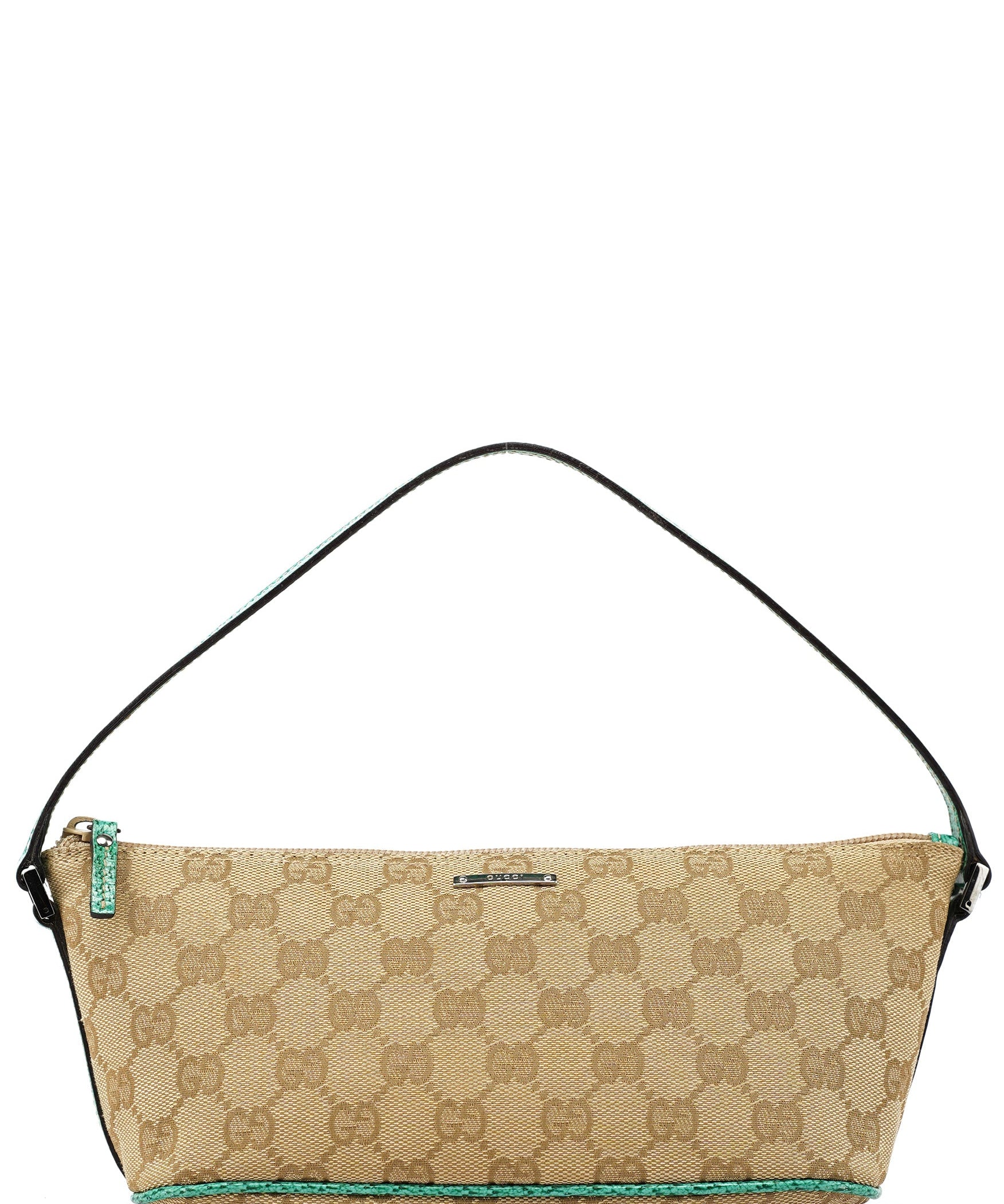 Gucci 07198 Beige Turquoise GG Boat Pochette