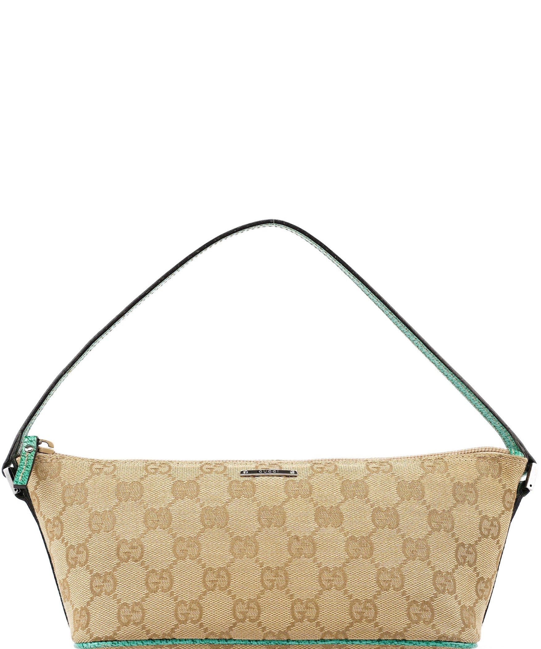 Gucci 07198 Beige Turquoise GG Boat Pochette